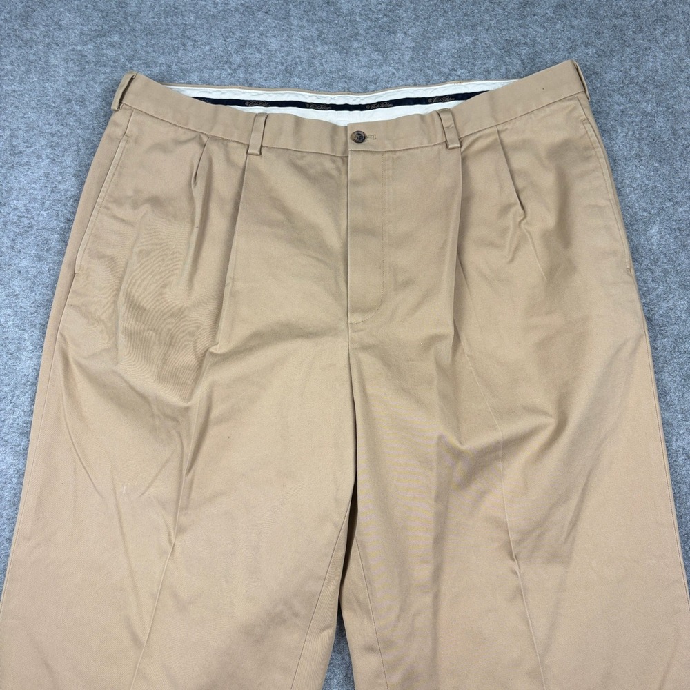 Brooks Brothers Chino Pants Mens 42x32 Khaki Pleated Advantage Elliot Cotton